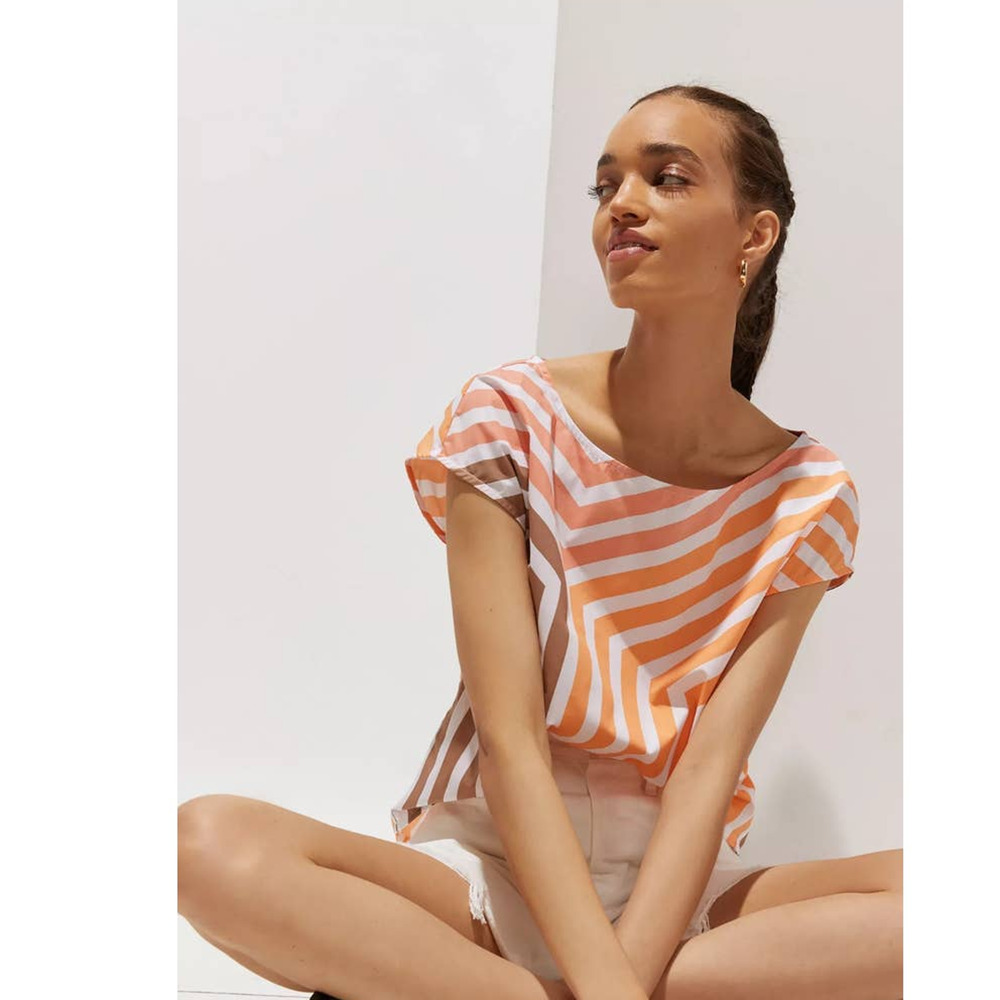 New Peter Som for Anthropologie Geo Striped Blouse $120 Medium - Picture 2 of 4